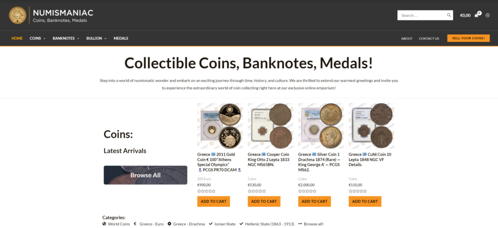numismaniac.gr screenshot